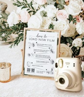 poloroid camera wedding guest book sign