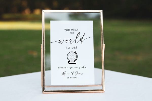 wedding guest book alternatives globe sign