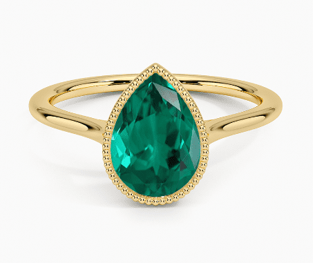 magical engagement rings emerald pear cut 18K Yellow Gold Margot Bezel Ring