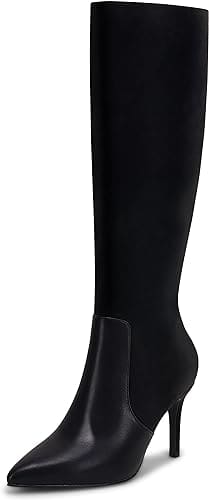 pointed toe knee high leather boots