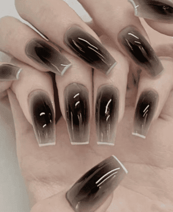 classy coffin fall nails, almond fall nails, fall ombre nails