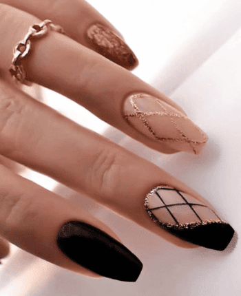 classy coffin fall nails, almond fall nails, fall ombre nails