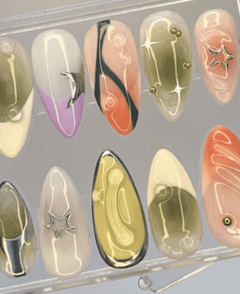 classy coffin fall nails, almond fall nails, fall ombre nails