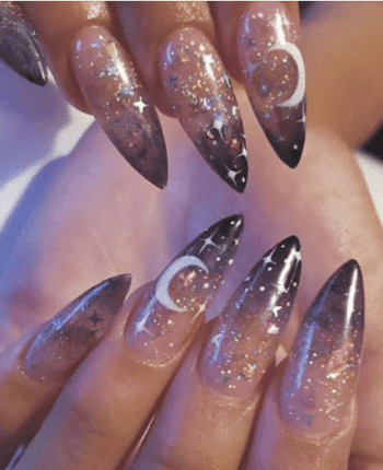 classy coffin fall nails, almond fall nails, fall ombre nails