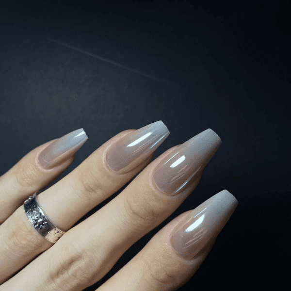 classy coffin fall nails, almond fall nails, fall ombre nails