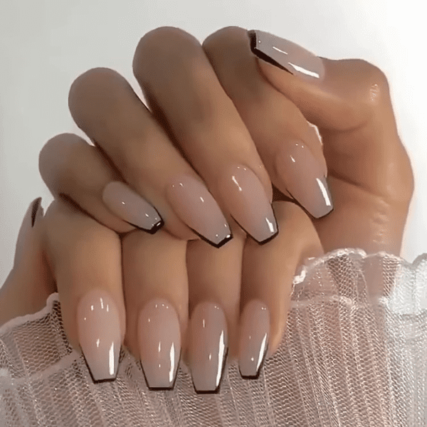 classy coffin fall nails, almond fall nails, fall ombre nails