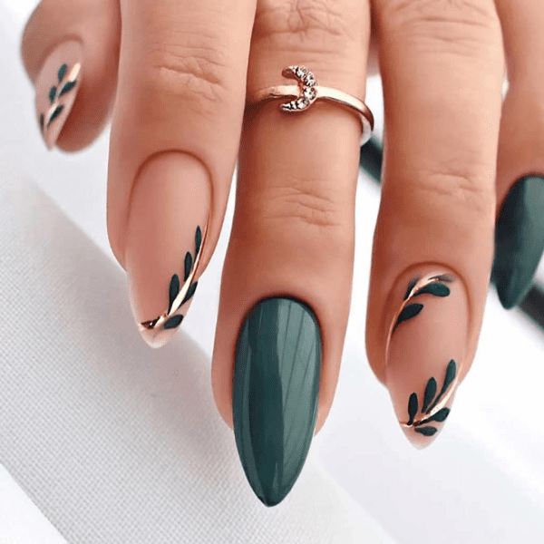 classy coffin fall nails, almond fall nails, fall ombre nails