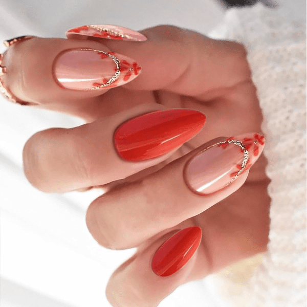 classy coffin fall nails, almond fall nails, fall ombre nails