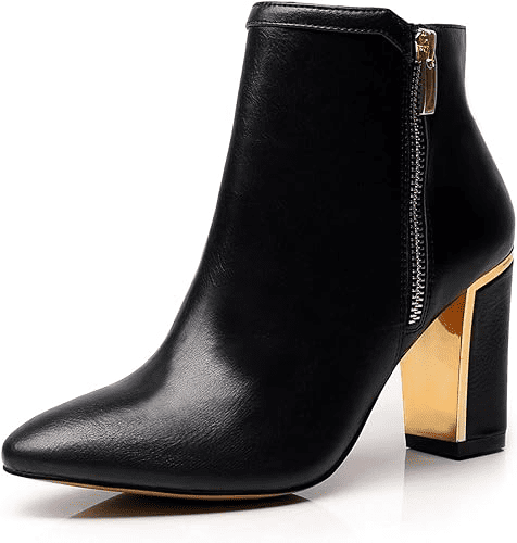 black and gold ankle boots