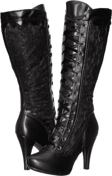 black leather and lace laceup victorian boots