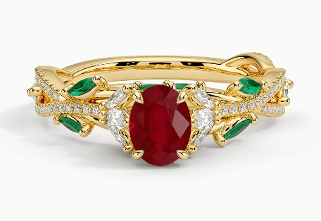 magical ruby emerald diamond engagement ring