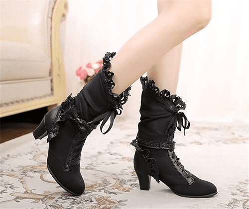 black lace victorian boots