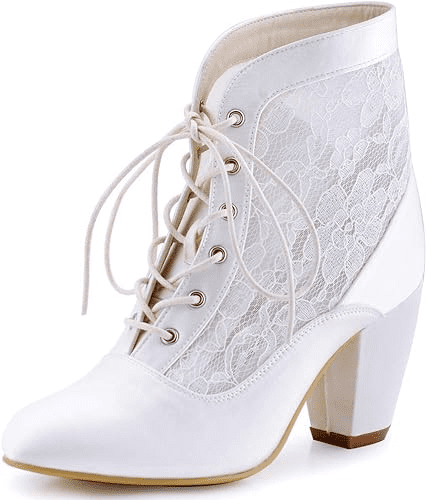 white lace ankle boots