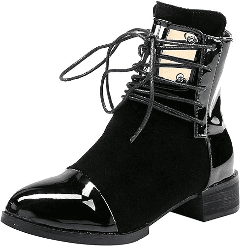 punk metal cap toe chunky heel ankle boots