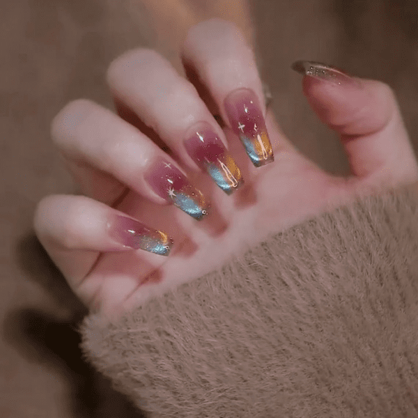 classy coffin fall nails, almond fall nails, fall ombre nails