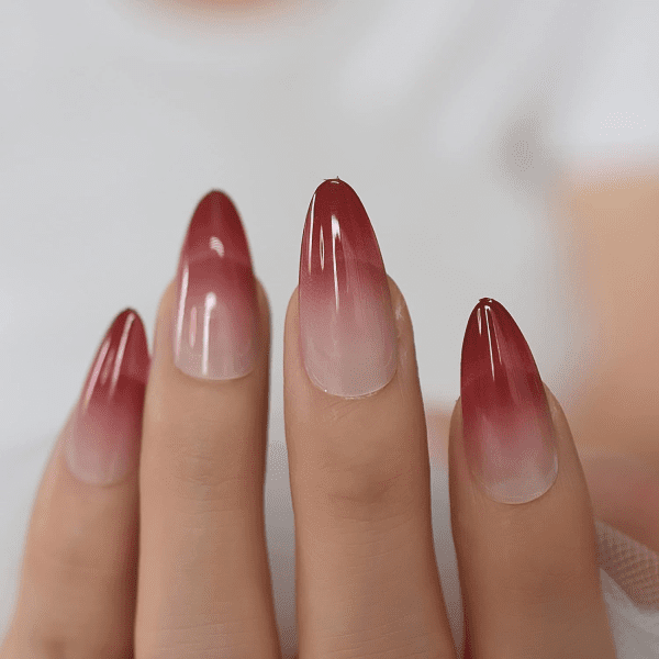 classy coffin fall nails, almond fall nails, fall ombre nails