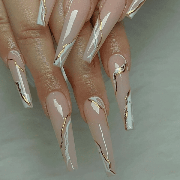 classy coffin fall nails, almond fall nails, fall ombre nails