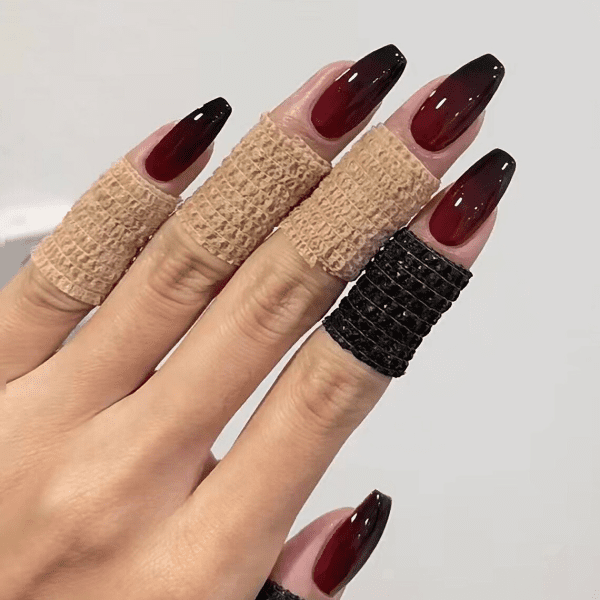 classy coffin fall nails, almond fall nails, fall ombre nails