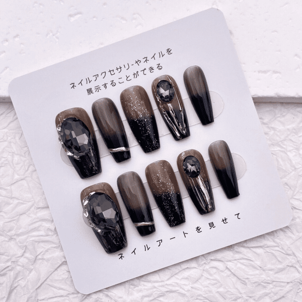 classy coffin fall nails, almond fall nails, fall ombre nails