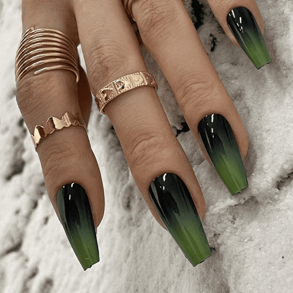 classy coffin fall nails, almond fall nails, fall ombre nails