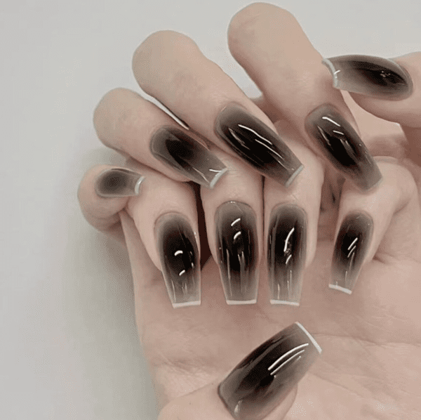 classy coffin fall nails, almond fall nails, fall ombre nails