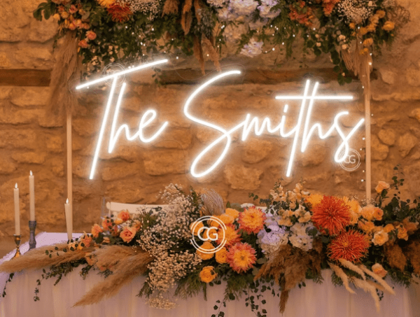 what size neon sign for a wedding custom sign