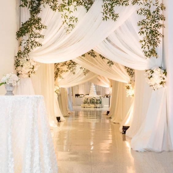 wedding-draping-cost-and-ideas-white-fabric-hallway