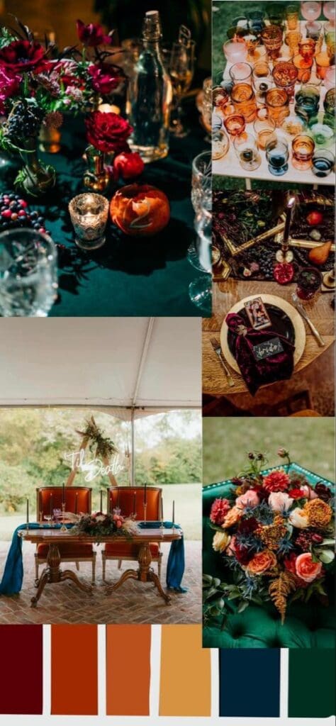 dark moody romantic weddings jewel tones