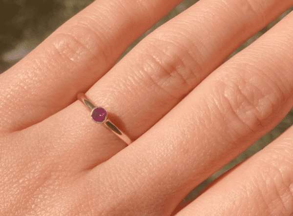 Antique Ruby Low Rise Stacking Ring in 14K Yellow Gold Victorian Era