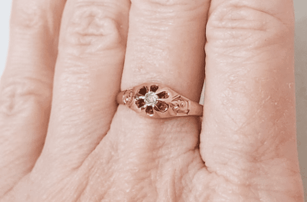 Antique Victorian Belcher Old Mine Cut Diamond Engagement Ring in 14k Gold 