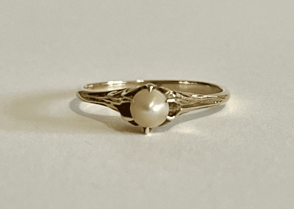 Natural Pearl Ring - Edwardian era-14k  Engagement belcher style Ring- Antique