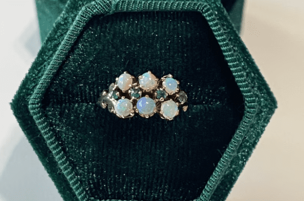 Opal and Emerald Engagement Ring- Victorian Era 10k -1860s 