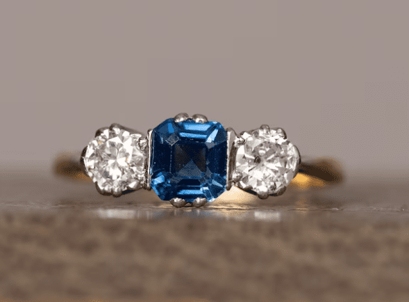 Sapphire-Diamond-Vintage-Engagement-ring-18ct-and-platinum-Edwardian-Era