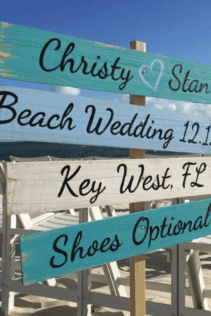 Beach wedding directional sign, Personalized Boho Decor,