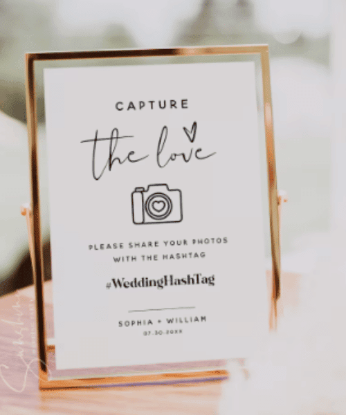 Capture the Love Sign, Modern Minimalist Wedding Hashtag Sign