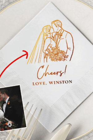 Custom Illustrated Wedding Napkins