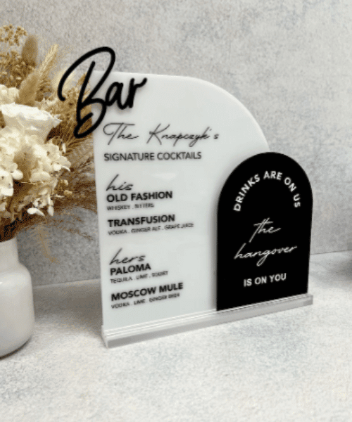 Double Arch Bar Menu - 3D Bar Writing