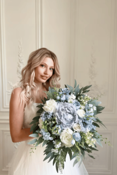 Dusty blue bridal bouquet