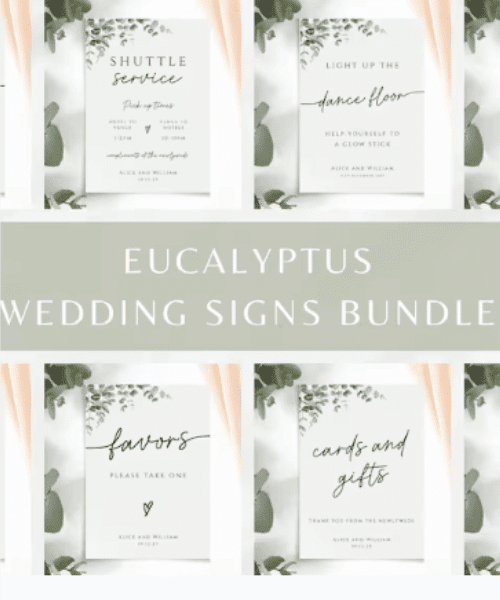 Eucalyptus wedding signs bundle