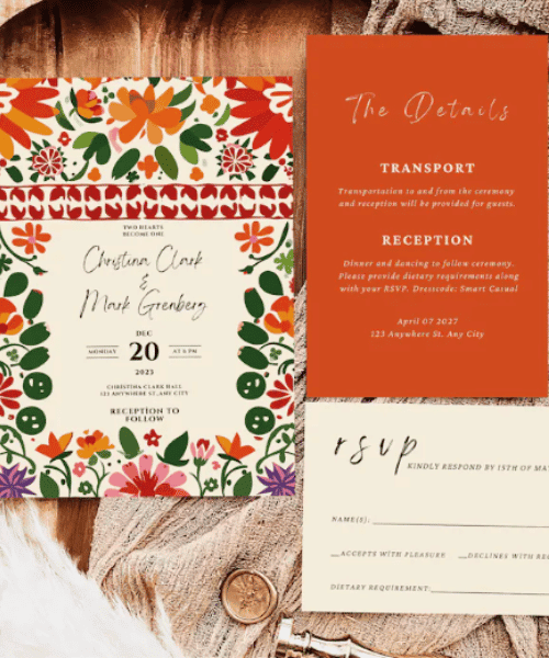 Fiesta Themed Wedding Invitation Suite Digital