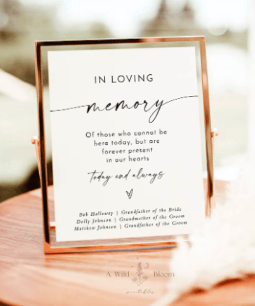 In Loving Memory Wedding Sign 