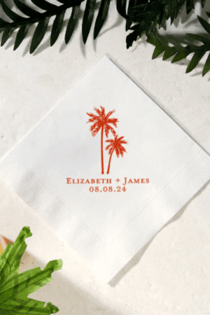 Romantic Beach Vibes - Personalized Wedding Cocktail Napkins