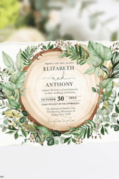 Rustic Greenery Wedding Invitation Template