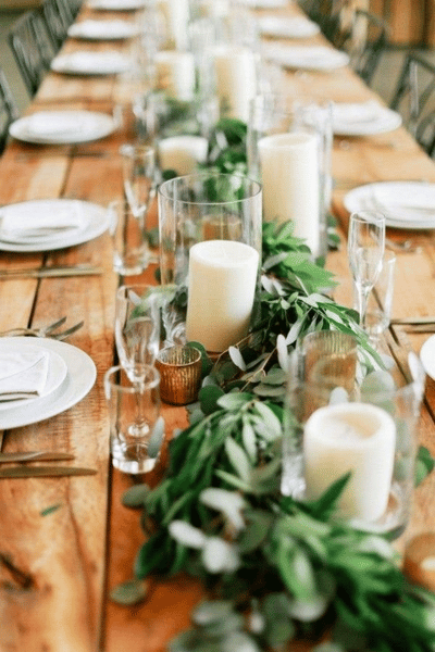 Simple Eucalyptus Garland For Reception Long Tables