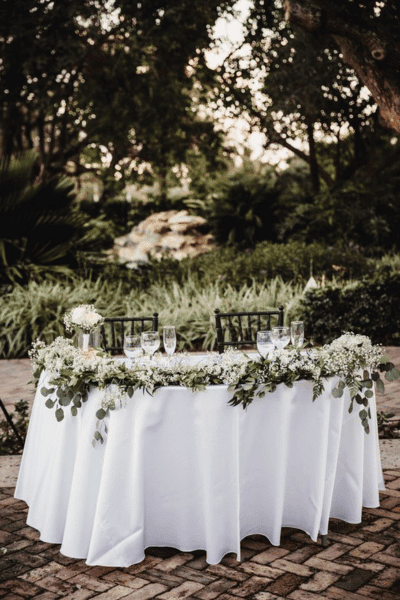 Sweetheart Table With Eucalyptus & Baby's Breath Garland