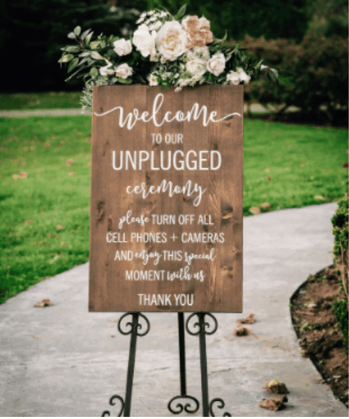 Unplugged Ceremony Rustic Wooden Wedding Sign