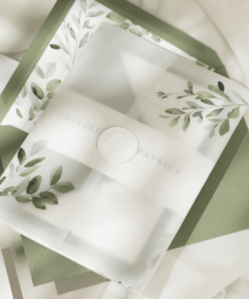  Eucalyptus Wedding Invitation Suite, With Sage Green Envelope Liners, Botanical Wedding 'Callista' SAMPLE