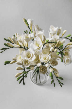 White Freesia Bouquet – Hand Sculpted Clay Freesia