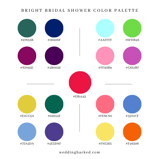 bright color palette for a spring bridal shower outfit
