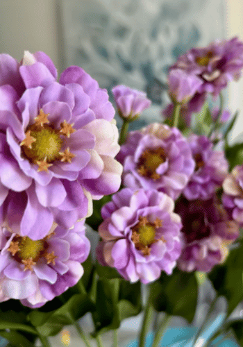 Faux Zinnias Stem-Lavender